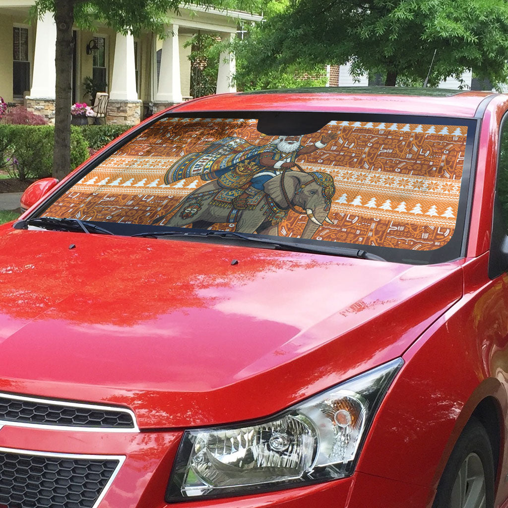Cote d’Ivoire Christmas Santa Elephant Auto Sun Shade Baoule Woven Inspired
