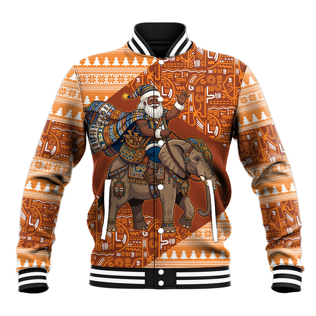 Cote d’Ivoire Christmas Santa Elephant Baseball Jacket Baoule Woven Inspired