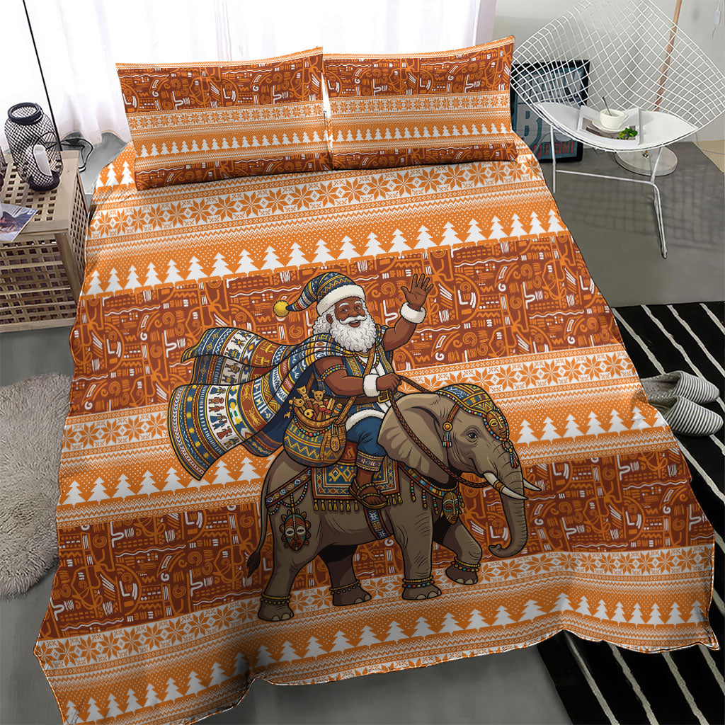 Cote d’Ivoire Christmas Santa Elephant Bedding Set Baoule Woven Inspired