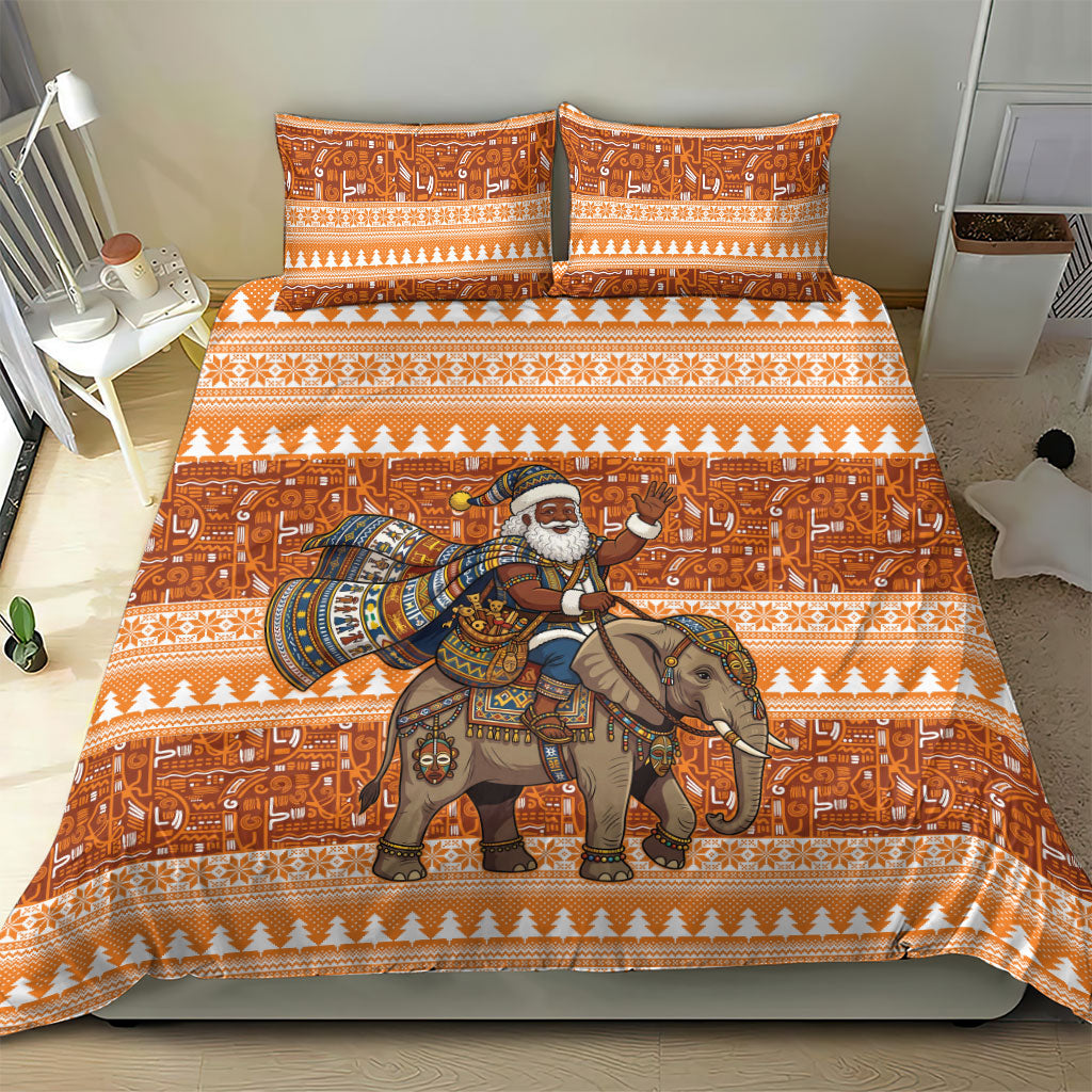 Cote d’Ivoire Christmas Santa Elephant Bedding Set Baoule Woven Inspired