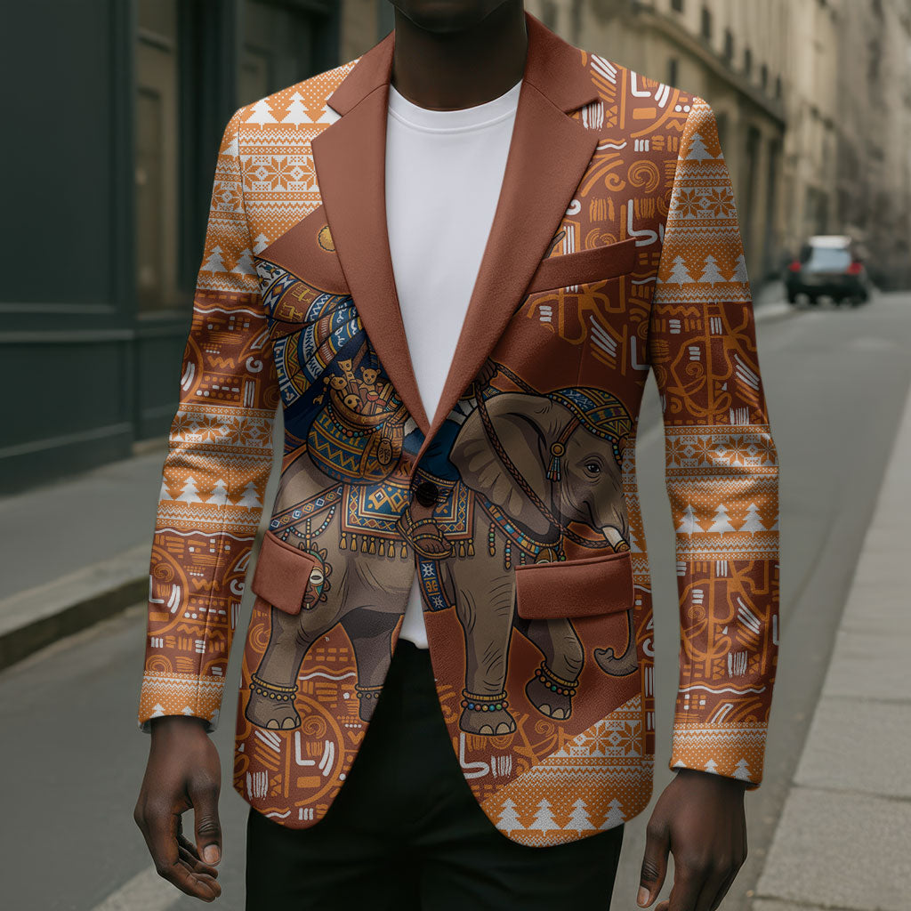 Cote d’Ivoire Christmas Santa Elephant Blazer Baoule Woven Inspired