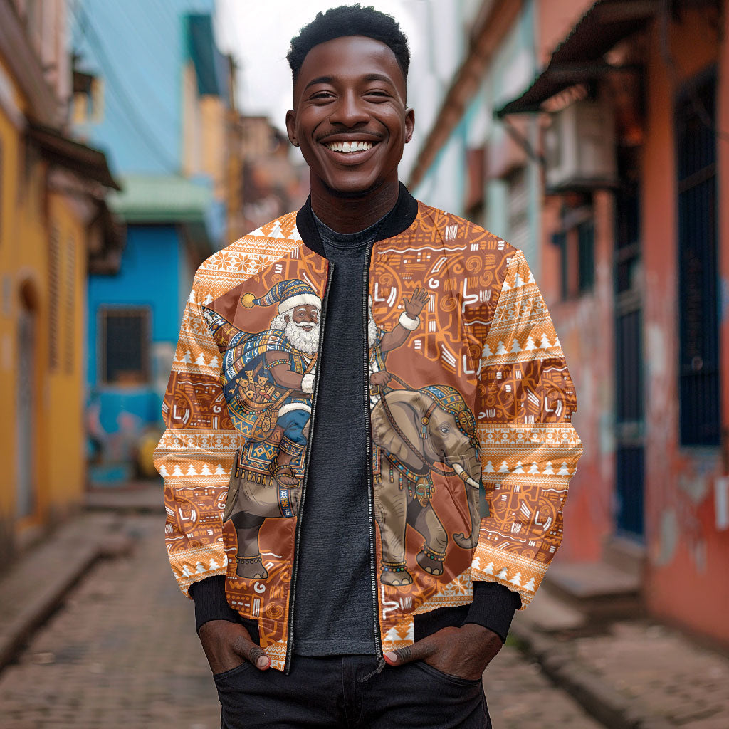 Cote d’Ivoire Christmas Santa Elephant Bomber Jacket Baoule Woven Inspired