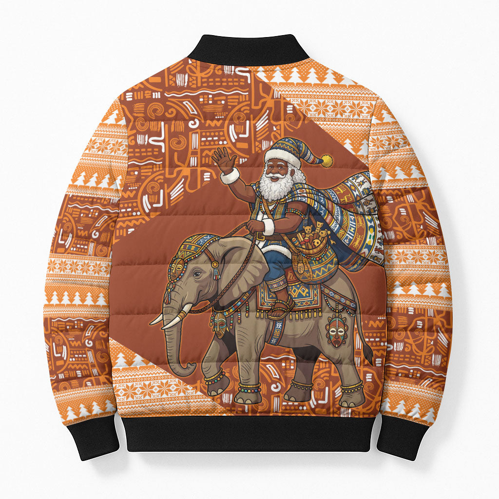 Cote d’Ivoire Christmas Santa Elephant Bomber Puffer Jacket Baoule Woven Inspired