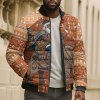 Cote d’Ivoire Christmas Santa Elephant Bomber Puffer Jacket Baoule Woven Inspired
