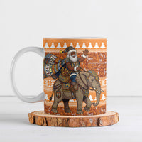 Cote d’Ivoire Christmas Santa Elephant Ceramic Mug Baoule Woven Inspired