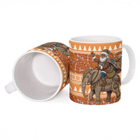 Cote d’Ivoire Christmas Santa Elephant Ceramic Mug Baoule Woven Inspired