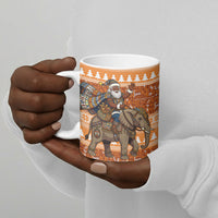 Cote d’Ivoire Christmas Santa Elephant Ceramic Mug Baoule Woven Inspired