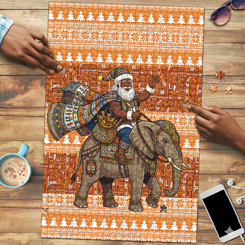 Cote d’Ivoire Christmas Santa Elephant Puzzle Baoule Woven Inspired