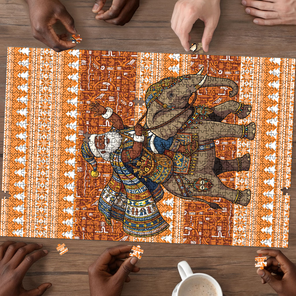 Cote d’Ivoire Christmas Santa Elephant Puzzle Baoule Woven Inspired