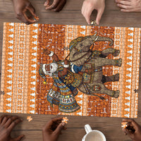 Cote d’Ivoire Christmas Santa Elephant Puzzle Baoule Woven Inspired