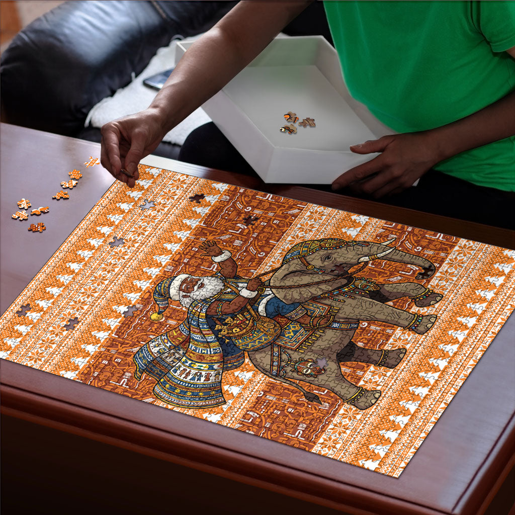 Cote d’Ivoire Christmas Santa Elephant Puzzle Baoule Woven Inspired