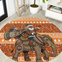 Cote d’Ivoire Christmas Santa Elephant Round Carpet Baoule Woven Inspired