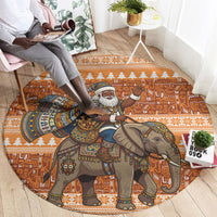 Cote d’Ivoire Christmas Santa Elephant Round Carpet Baoule Woven Inspired