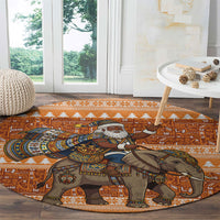 Cote d’Ivoire Christmas Santa Elephant Round Carpet Baoule Woven Inspired