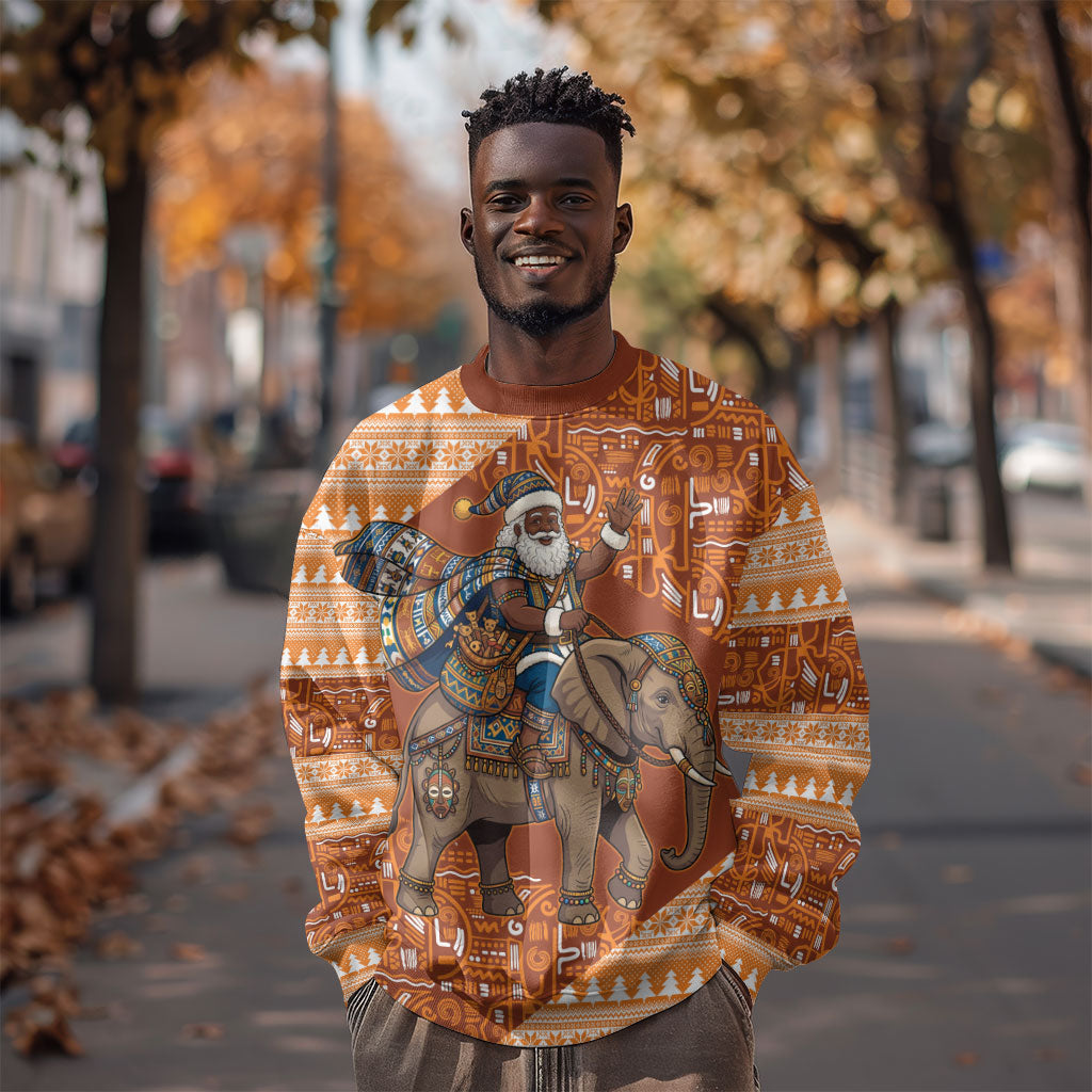 Cote d’Ivoire Christmas Santa Elephant Sweatshirt Baoule Woven Inspired