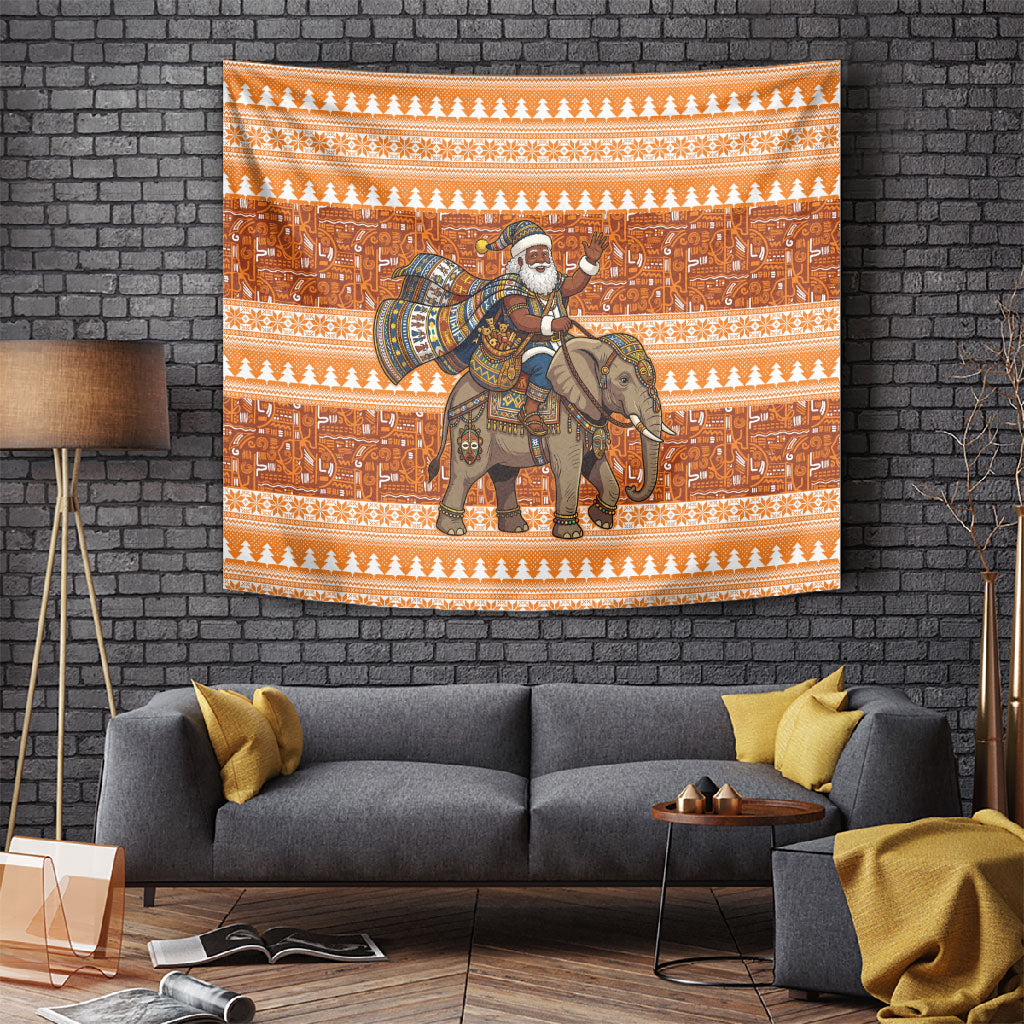 Cote d’Ivoire Christmas Santa Elephant Tapestry Baoule Woven Inspired