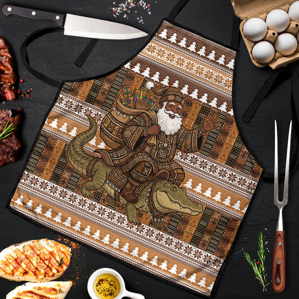 Mali Christmas Santa Nile Crocodile Apron Bogolanfini Mudcloth Inspired