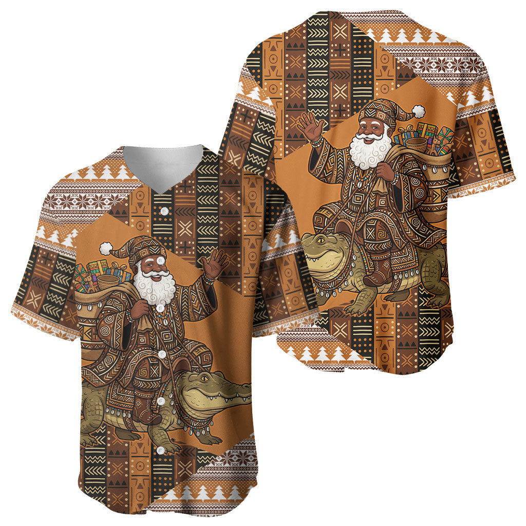 Mali Christmas Santa Nile Crocodile Baseball Jersey Bogolanfini Mudcloth Inspired