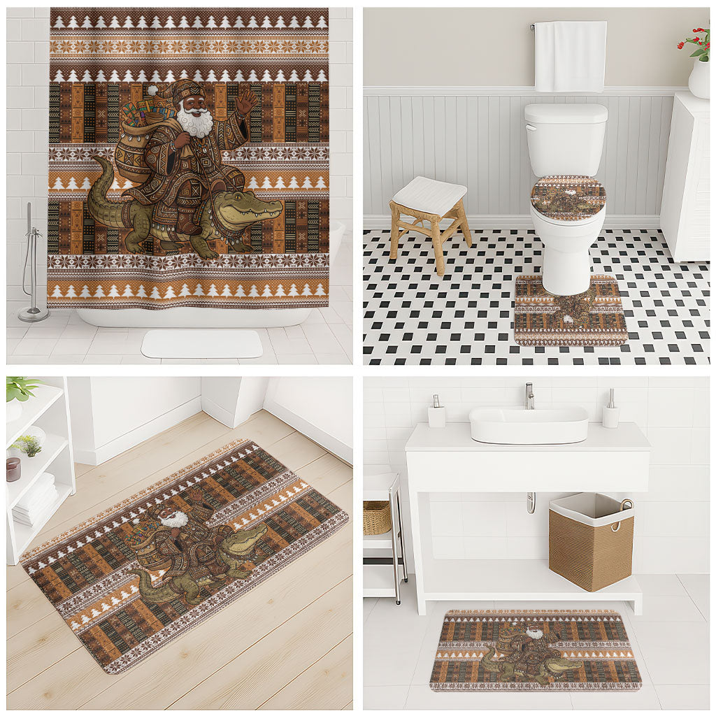 Mali Christmas Santa Nile Crocodile Bathroom Set Bogolanfini Mudcloth Inspired