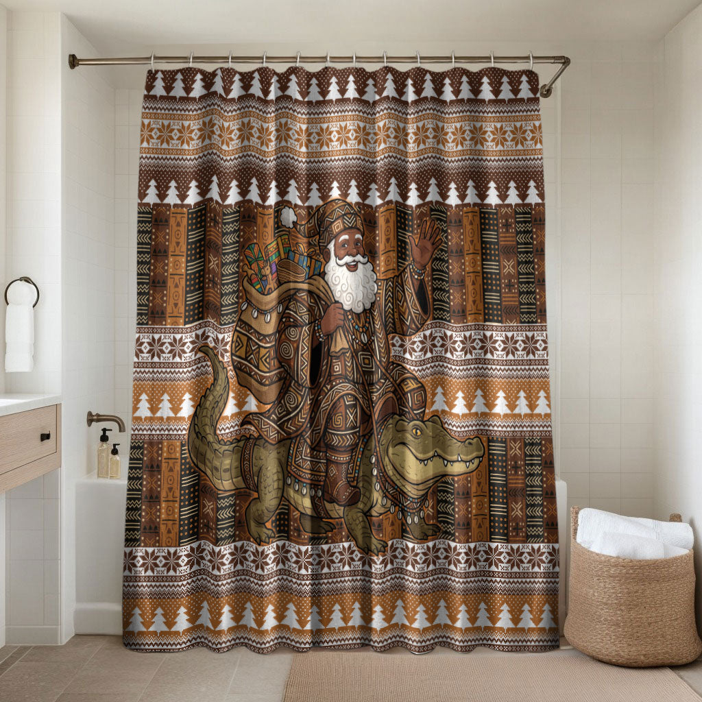 Mali Christmas Santa Nile Crocodile Bathroom Set Bogolanfini Mudcloth Inspired