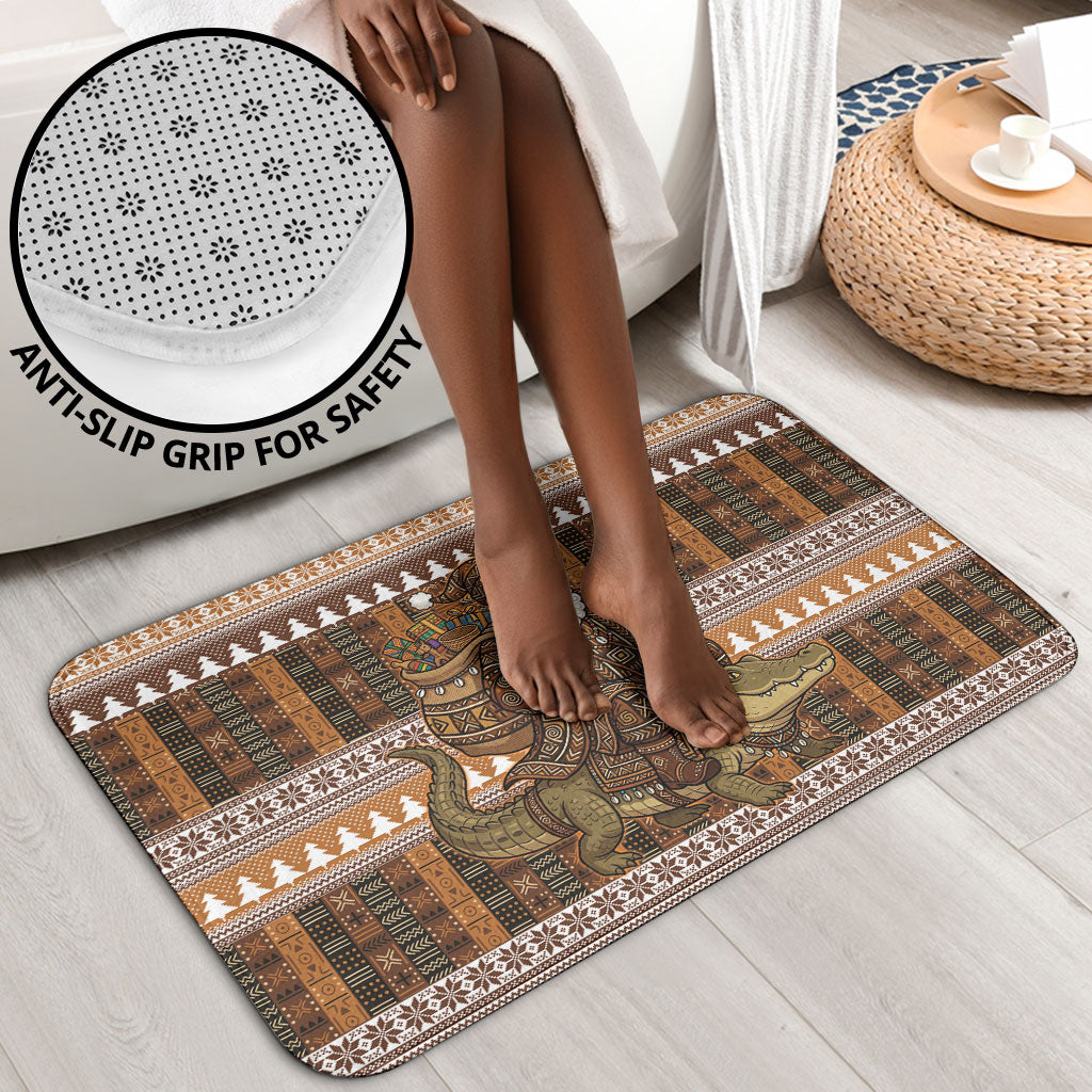 Mali Christmas Santa Nile Crocodile Bathroom Set Bogolanfini Mudcloth Inspired