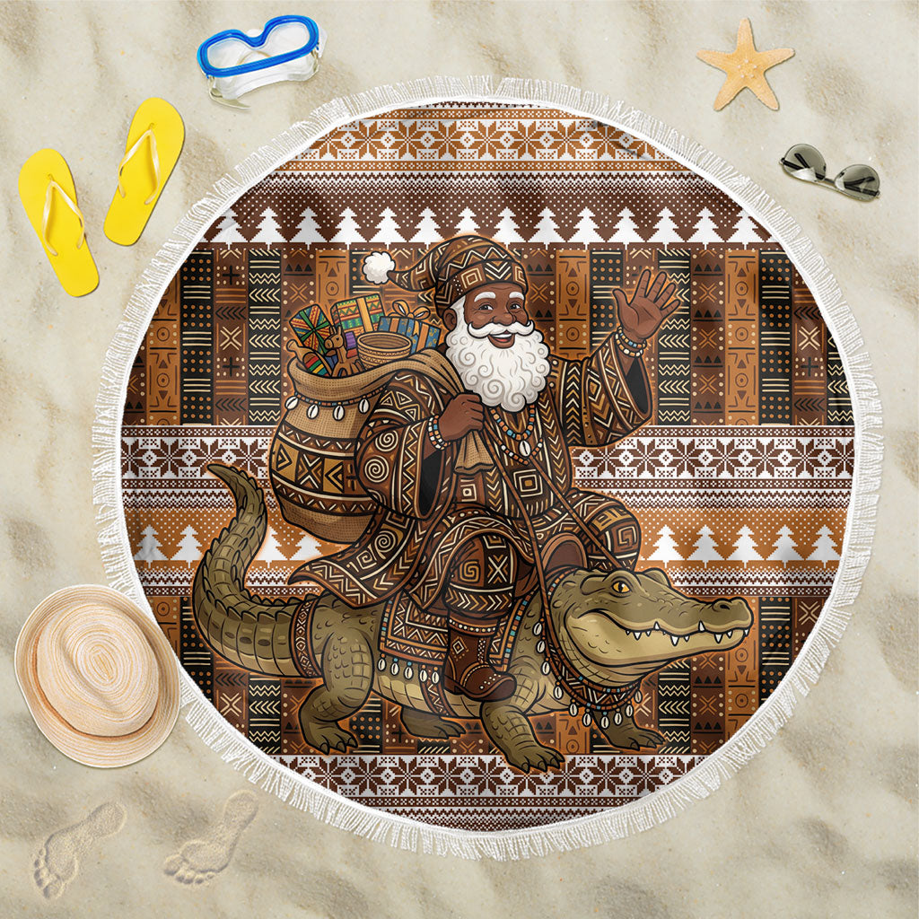 Mali Christmas Santa Nile Crocodile Beach Blanket Bogolanfini Mudcloth Inspired