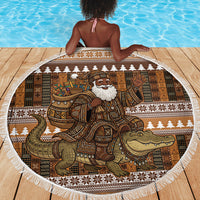Mali Christmas Santa Nile Crocodile Beach Blanket Bogolanfini Mudcloth Inspired