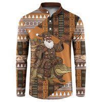 Mali Christmas Santa Nile Crocodile Button Sweatshirt Bogolanfini Mudcloth Inspired