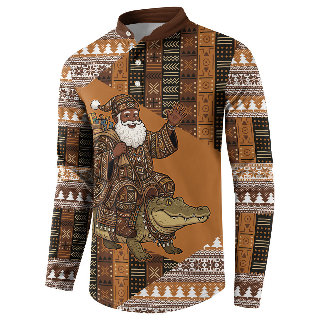 Mali Christmas Santa Nile Crocodile Button Sweatshirt Bogolanfini Mudcloth Inspired