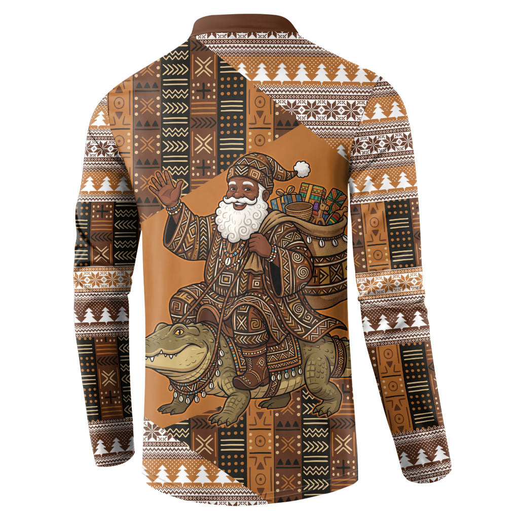 Mali Christmas Santa Nile Crocodile Button Sweatshirt Bogolanfini Mudcloth Inspired