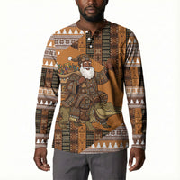 Mali Christmas Santa Nile Crocodile Button Sweatshirt Bogolanfini Mudcloth Inspired