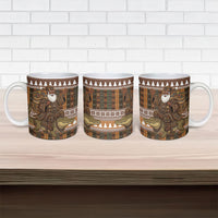 Mali Christmas Santa Nile Crocodile Ceramic Mug Bogolanfini Mudcloth Inspired
