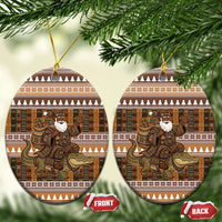 Mali Christmas Santa Nile Crocodile Ceramic Ornament Bogolanfini Mudcloth Inspired
