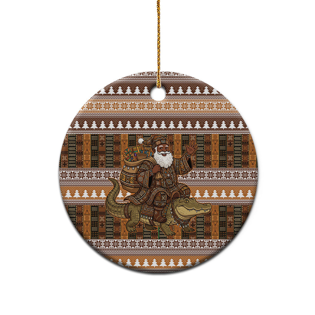 Mali Christmas Santa Nile Crocodile Ceramic Ornament Bogolanfini Mudcloth Inspired
