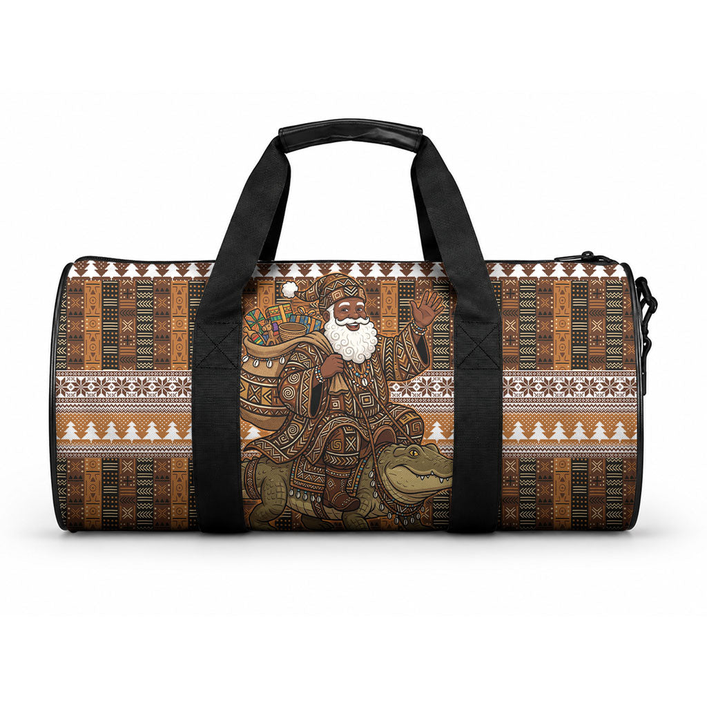 Mali Christmas Santa Nile Crocodile Duffle Bag Bogolanfini Mudcloth Inspired