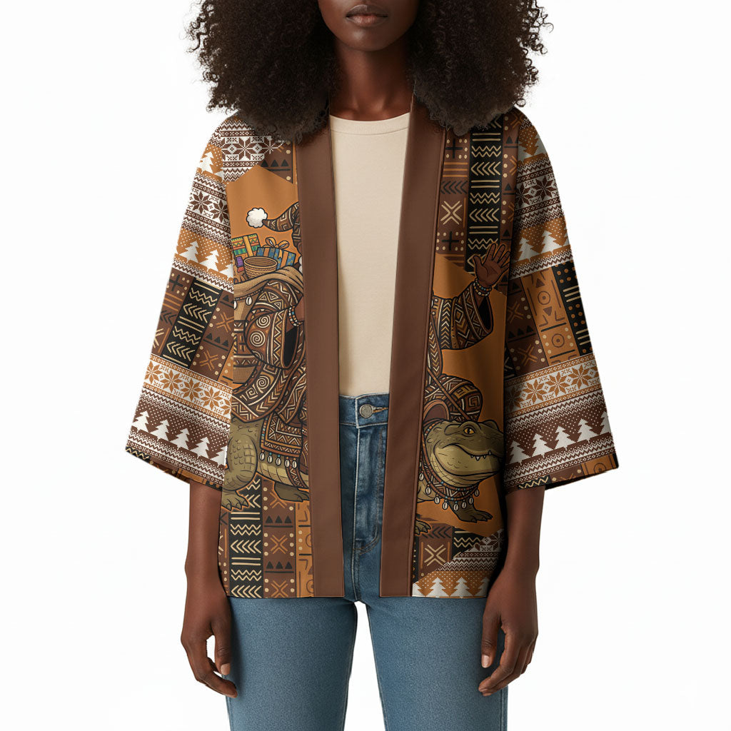 Mali Christmas Santa Nile Crocodile Kimono Bogolanfini Mudcloth Inspired