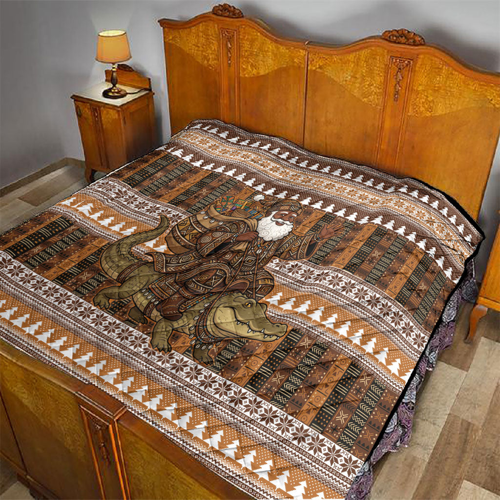 Mali Christmas Santa Nile Crocodile Quilt Bogolanfini Mudcloth Inspired