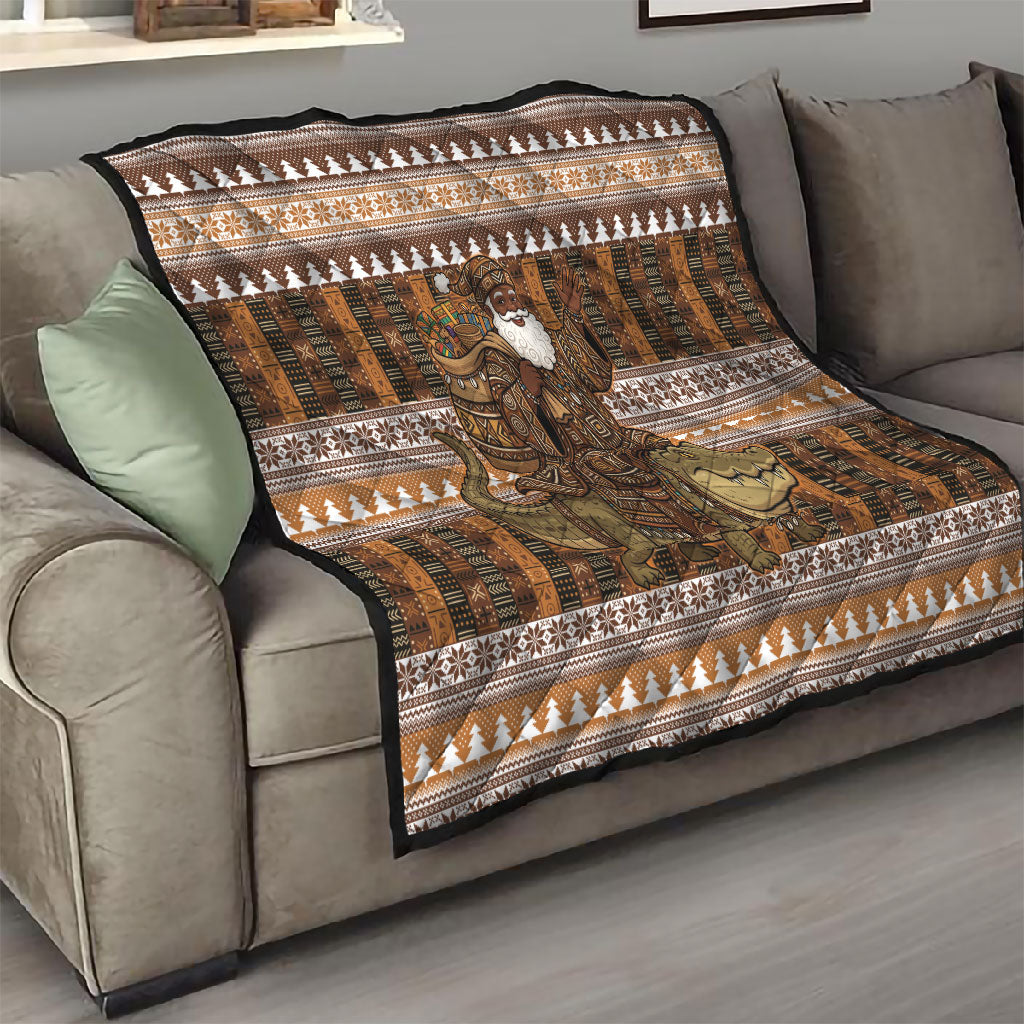 Mali Christmas Santa Nile Crocodile Quilt Bogolanfini Mudcloth Inspired