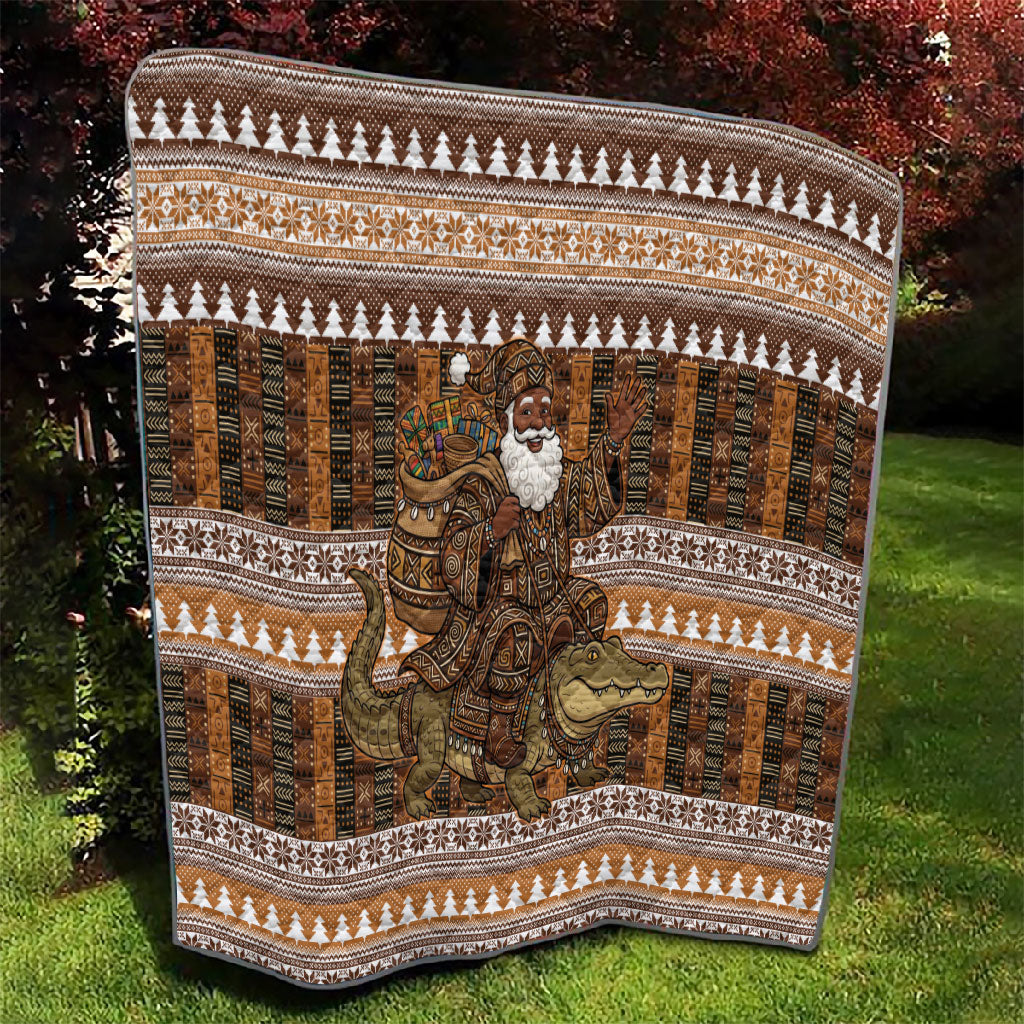 Mali Christmas Santa Nile Crocodile Quilt Bogolanfini Mudcloth Inspired