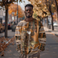 Mali Christmas Santa Nile Crocodile Sweatshirt Bogolanfini Mudcloth Inspired