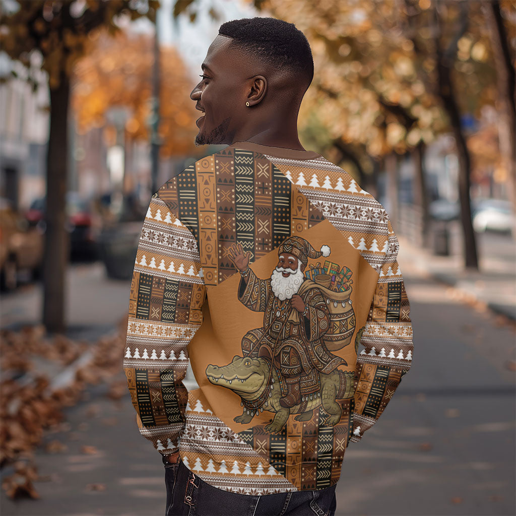 Mali Christmas Santa Nile Crocodile Sweatshirt Bogolanfini Mudcloth Inspired