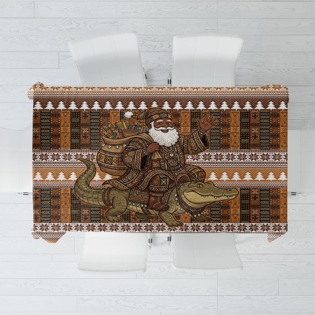 Mali Christmas Santa Nile Crocodile Tablecloth Bogolanfini Mudcloth Inspired