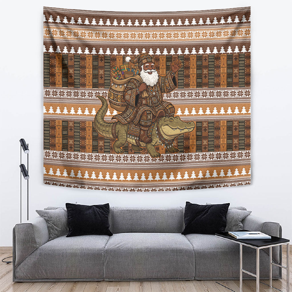 Mali Christmas Santa Nile Crocodile Tapestry Bogolanfini Mudcloth Inspired