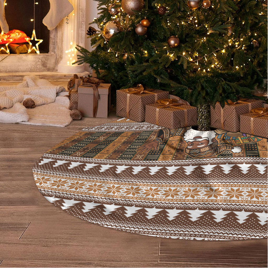 Mali Christmas Santa Nile Crocodile Tree Skirt Bogolanfini Mudcloth Inspired