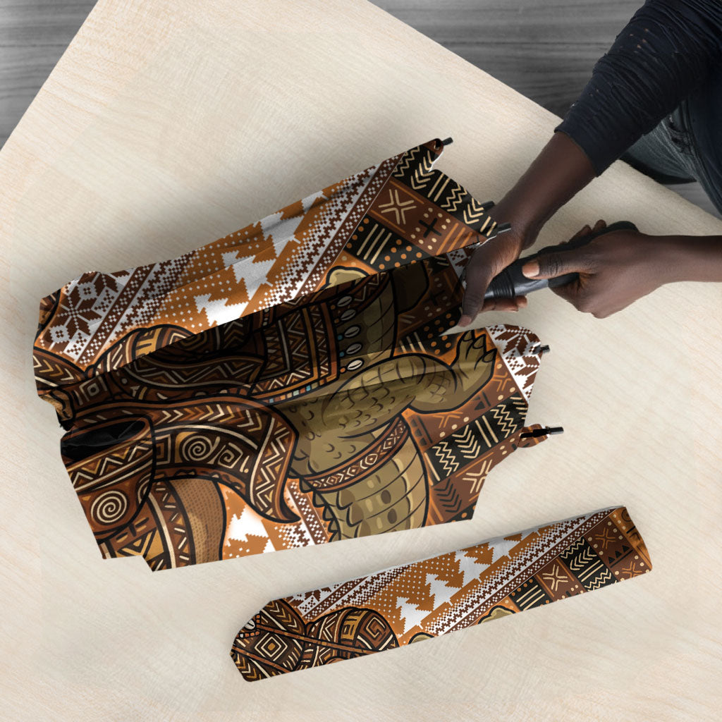 Mali Christmas Santa Nile Crocodile Umbrella Bogolanfini Mudcloth Inspired