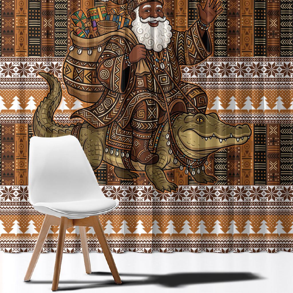 Mali Christmas Santa Nile Crocodile Window Curtain Bogolanfini Mudcloth Inspired