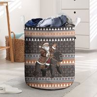 DR Congo Christmas Santa Gorilla Laundry Basket Kuba Inspired Geometric Pattern