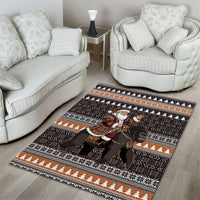 DR Congo Christmas Santa Gorilla Area Rug Kuba Inspired Geometric Pattern