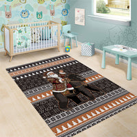 DR Congo Christmas Santa Gorilla Area Rug Kuba Inspired Geometric Pattern