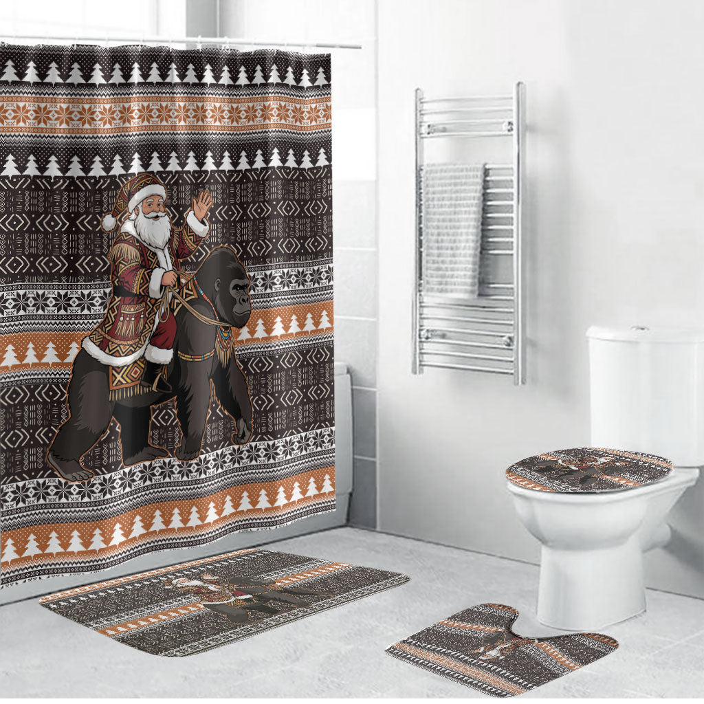 DR Congo Christmas Santa Gorilla Bathroom Set Kuba Inspired Geometric Pattern